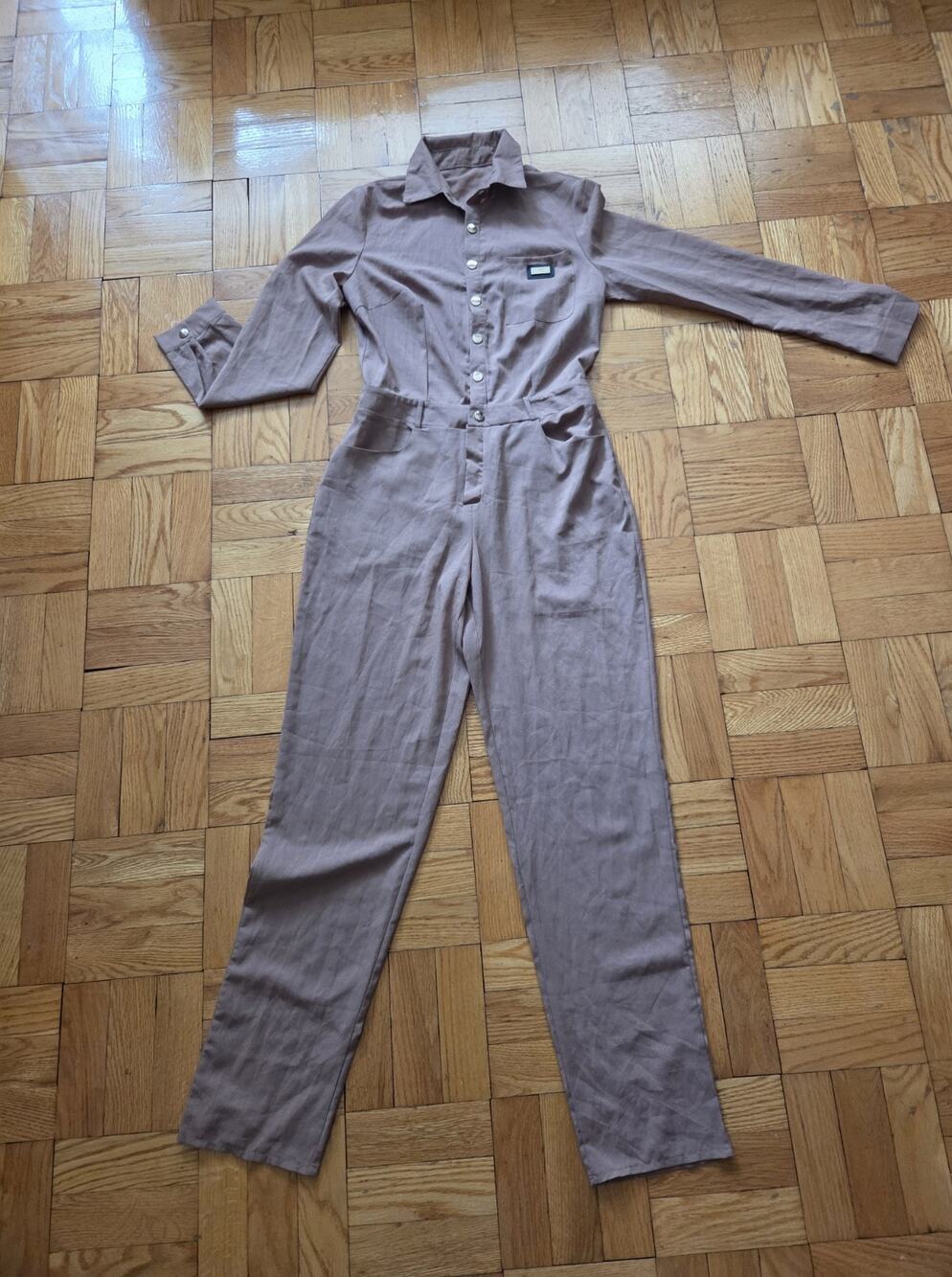 Philipp Plein Sheer Beige Jumpsuit Long Sleeve No Size Fit Womens Sm button up